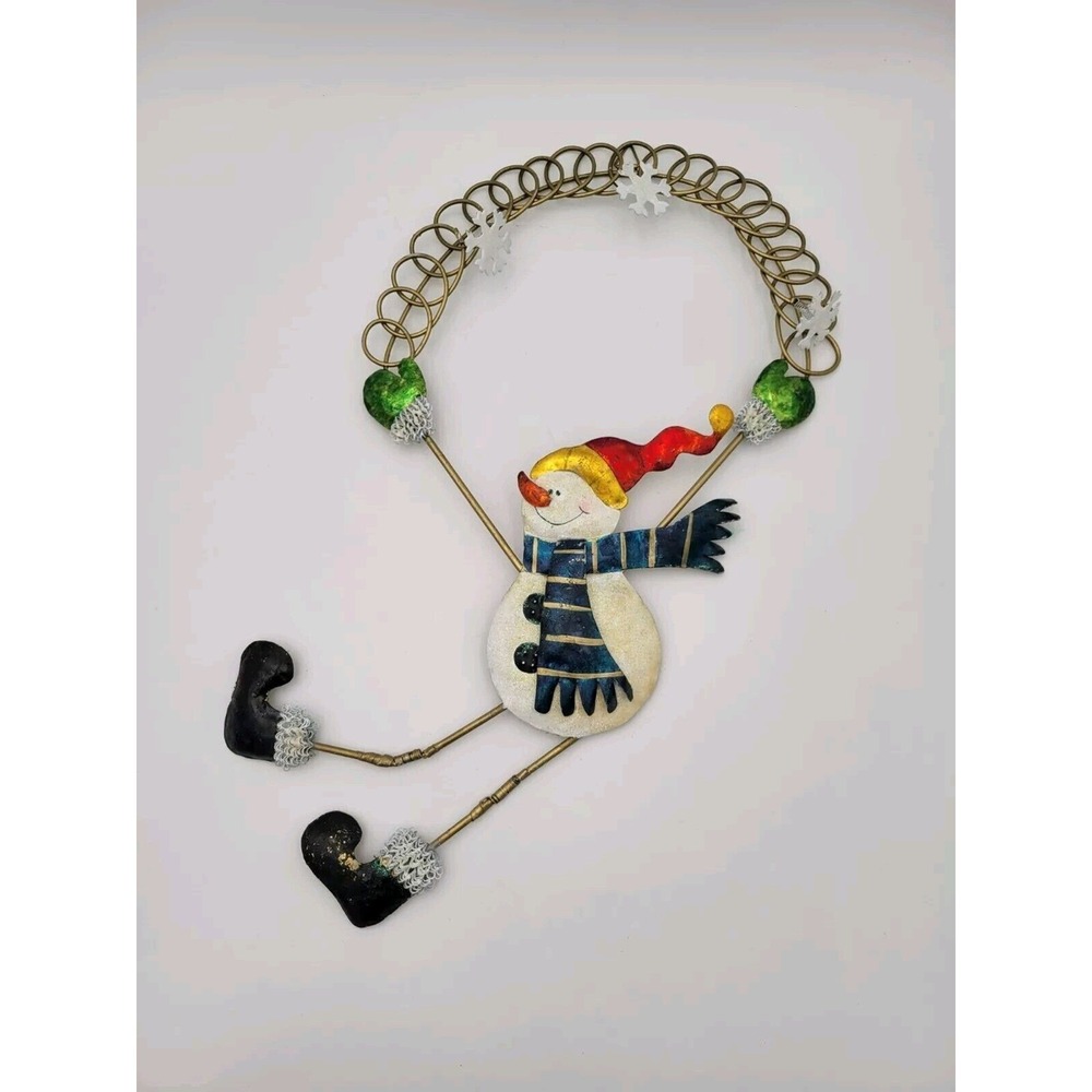Ganz Christmas Greeting card display holder‎ Painted metal snowman Wall hanging
